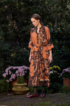 Kahve Kaplan Desenli Uzun Elbise - 0