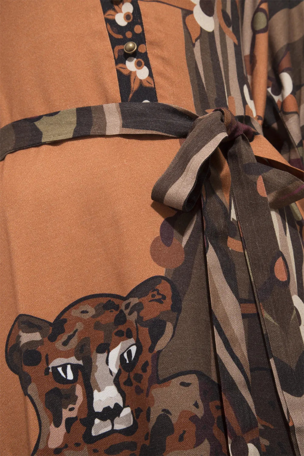 Kahve Kaplan Desenli Uzun Elbise - 7