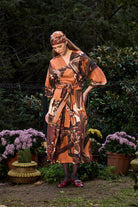 Kahve Kaplan Desenli Pile Detaylı Uzun Etek - 2