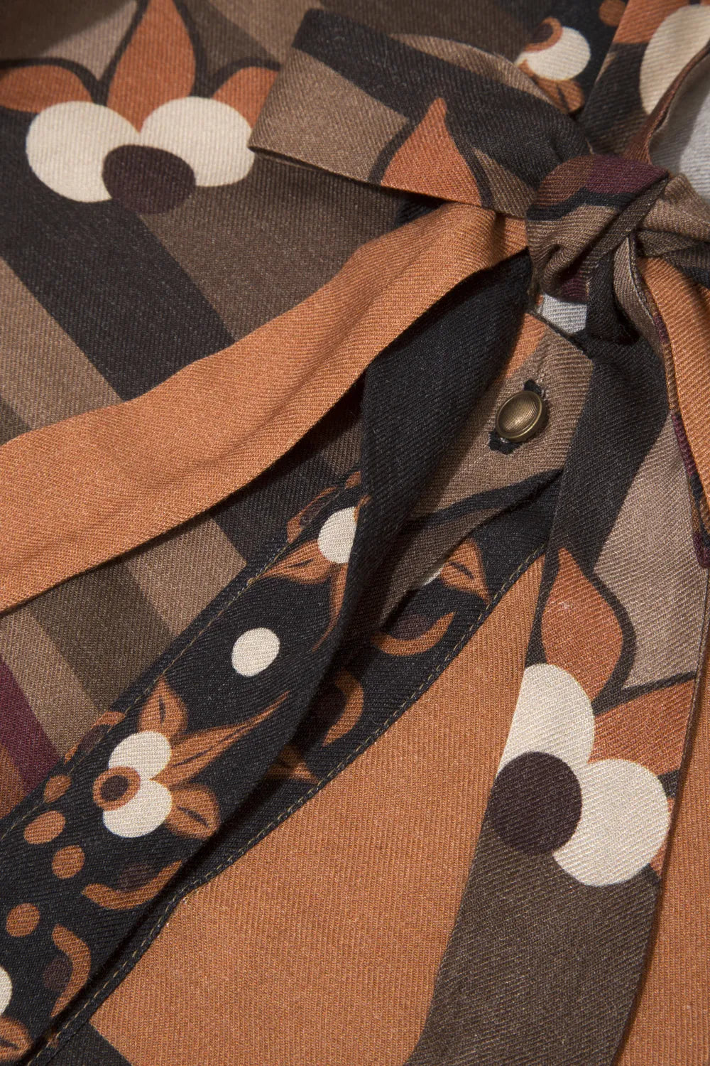 Kahve Ağaç Desenli Volan Kol Detaylı Gömlek - 7