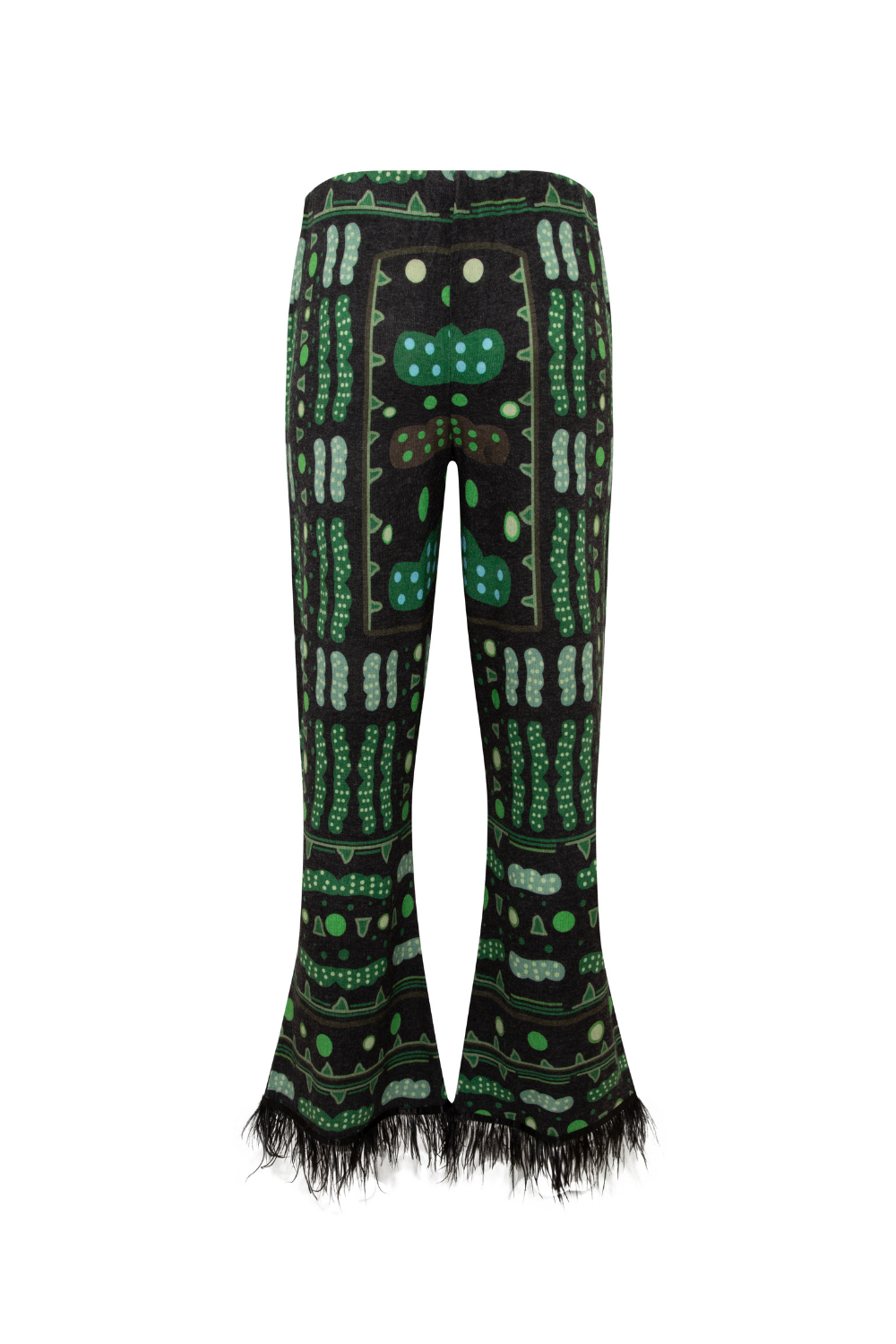 Yeşil Bulut Desenli Tüy Detaylı Pantolon - 7