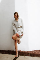 Lyocell Çizgili Mini Şort - 1