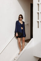 Keten Navy Şort - 0