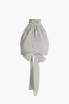 Crinkle Çizgili Halter Yaka Bluz - 3