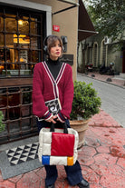 Renkli  Deri Tote Çanta – El Yapımı Omuz Askılı Deri Çanta - 2