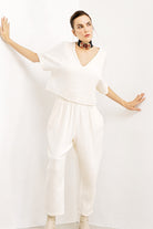 Crinkle Linen Slouchy Pantolon - 0