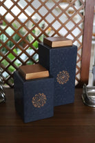 Bakırdan Seri İkili Seramik Köşeli Küp - 1