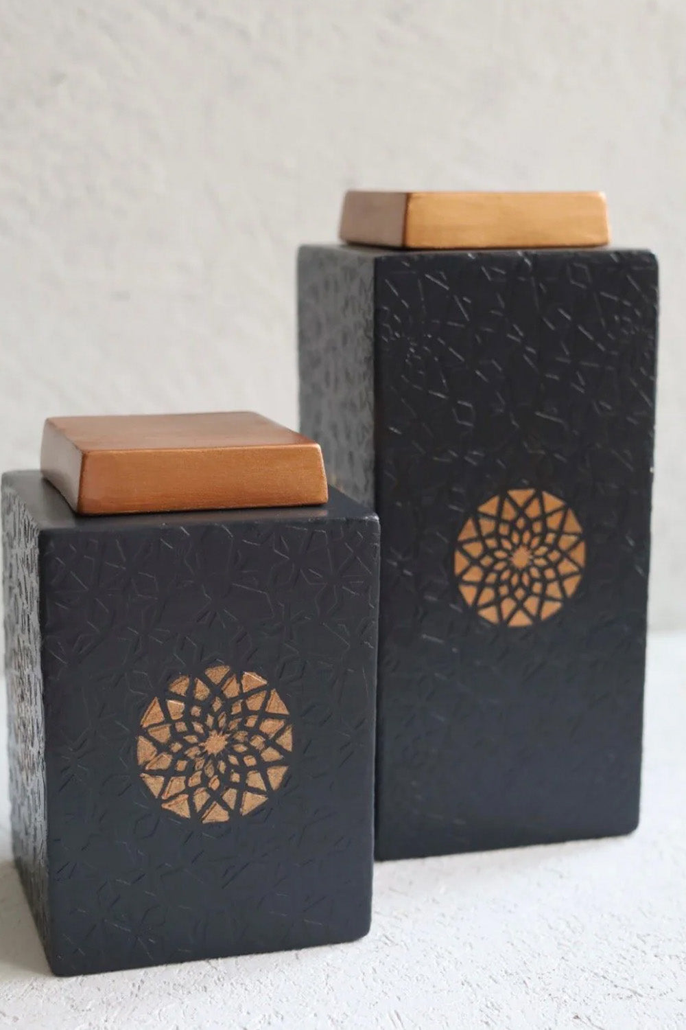 Bakırdan Seri İkili Seramik Köşeli Küp - 2