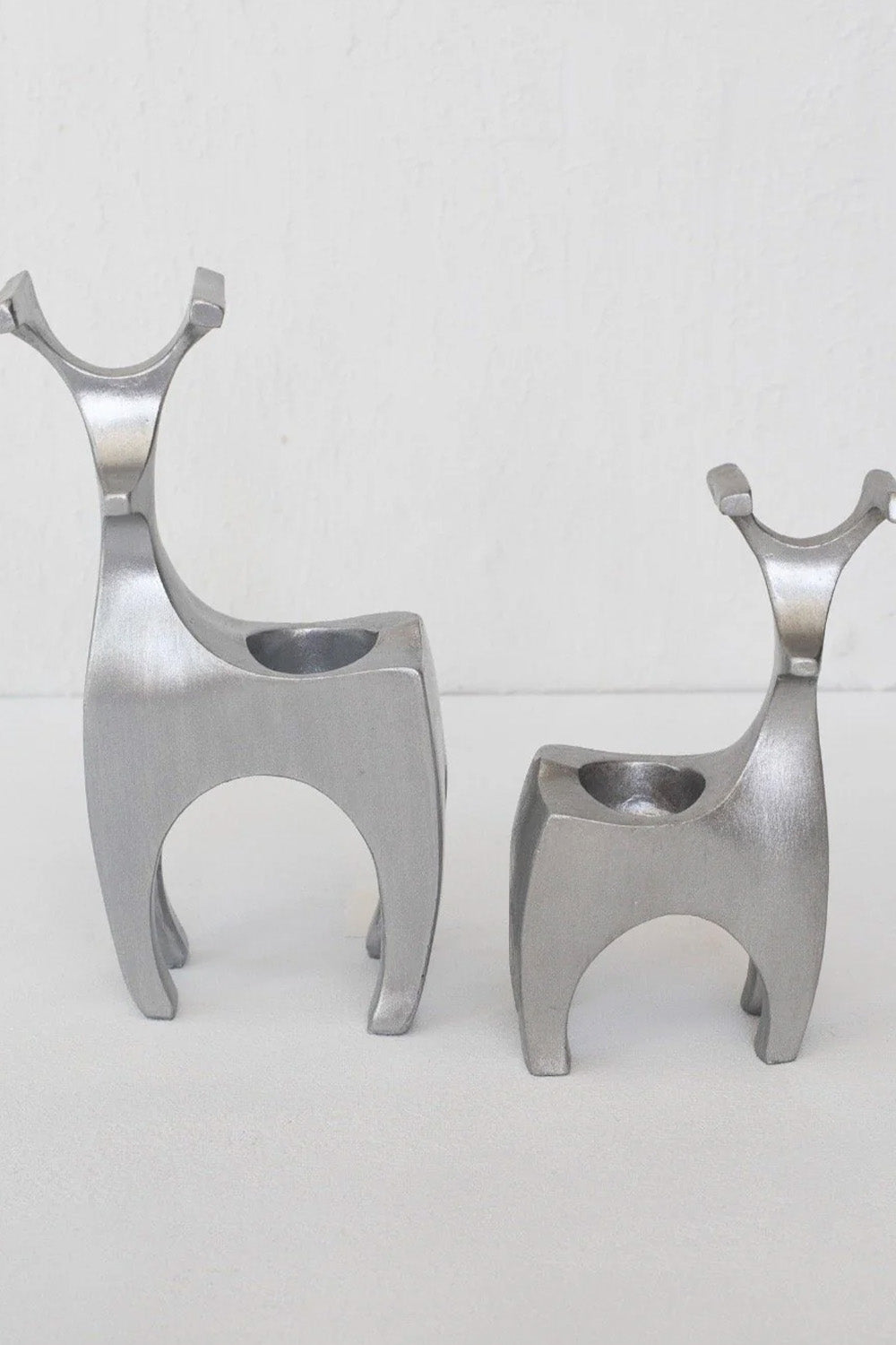 İkili Geyik Mumluk Gümüş - 0