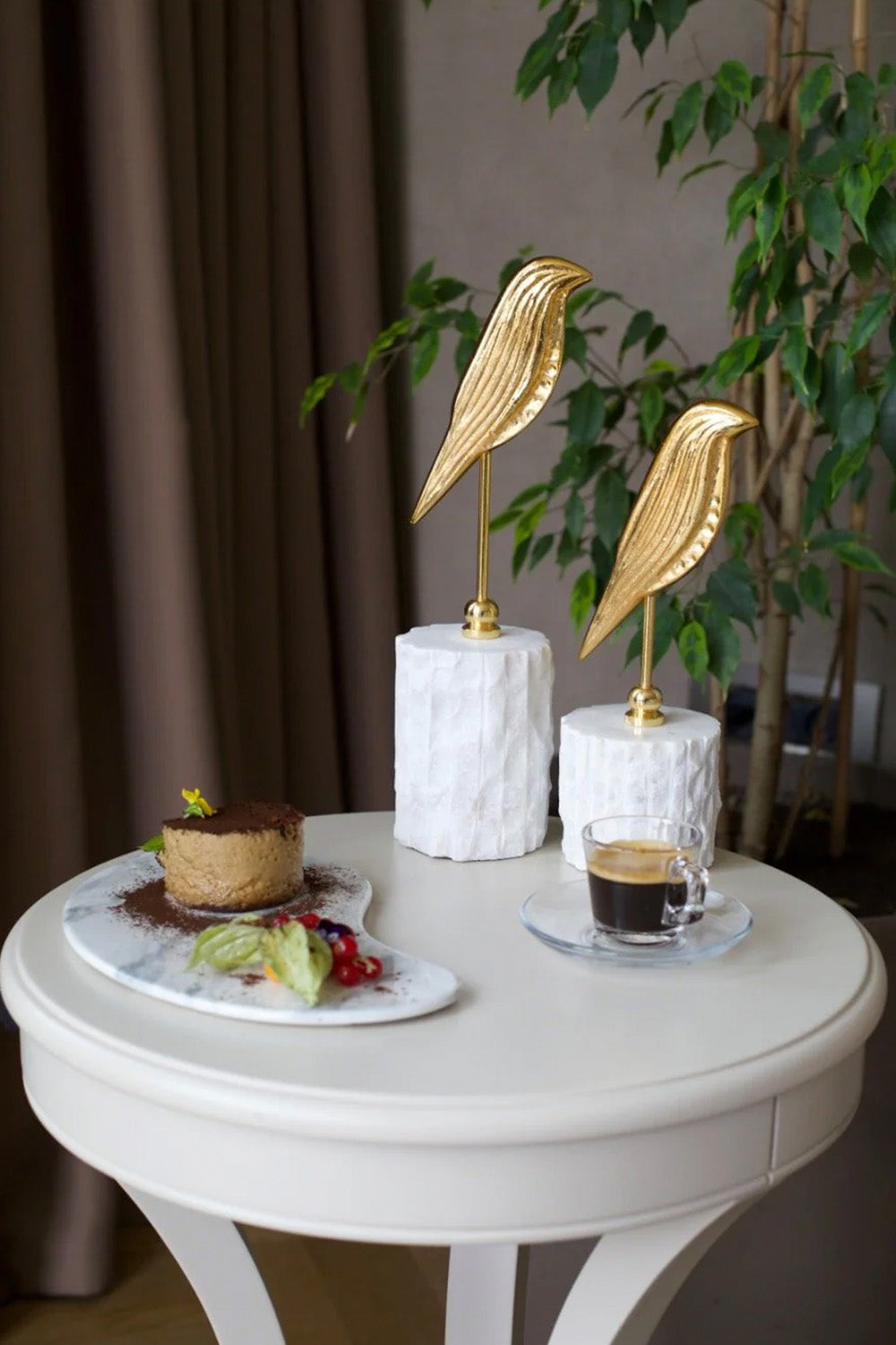 Mermer Kaideli İkili Kuş Biblo - 0