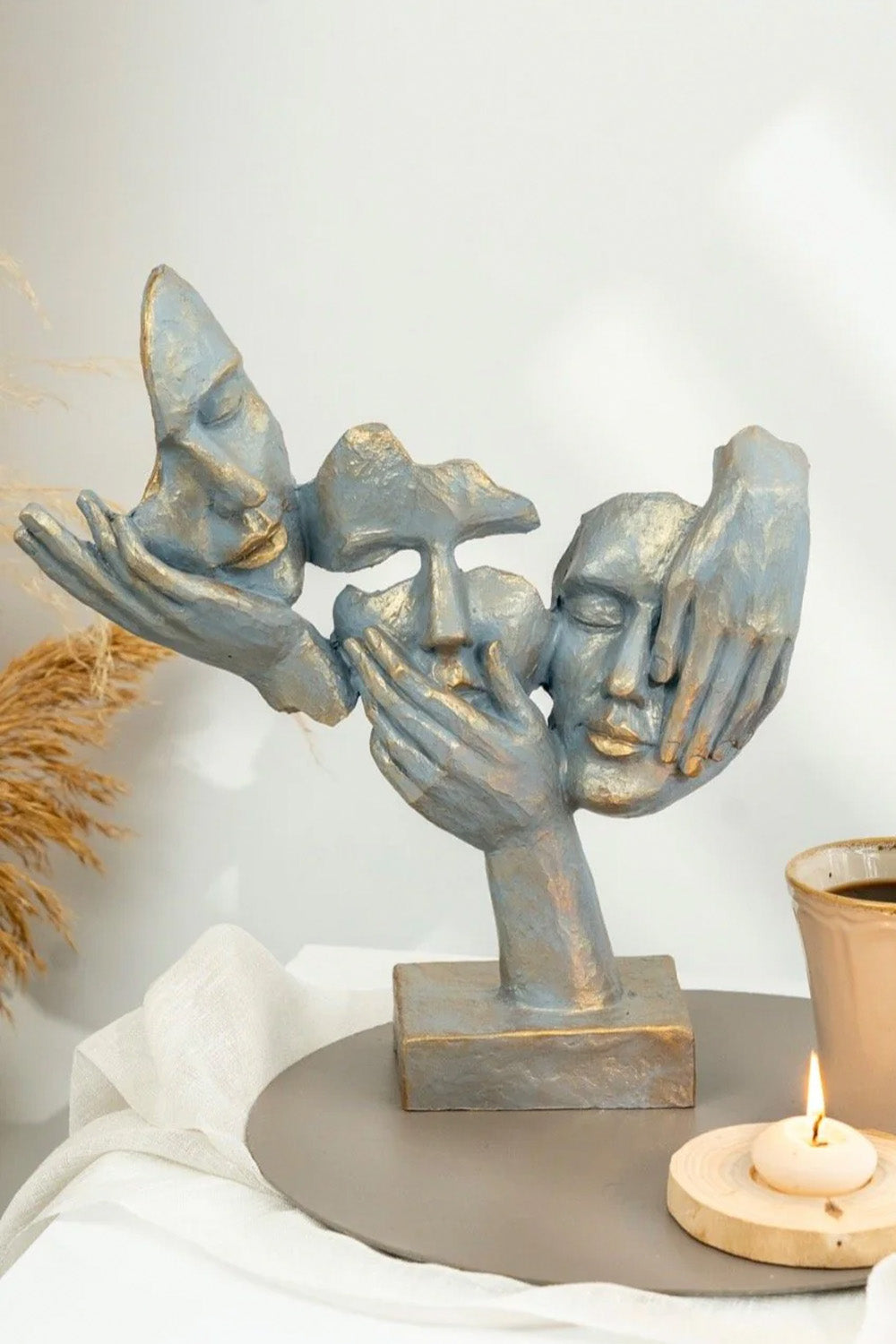 Kaideli 3'lü Gri Mavi Mask Obje - 0