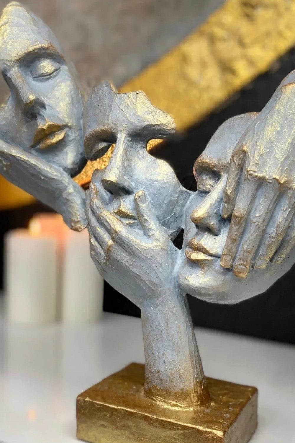 Kaideli 3'lü Gri Mavi Mask Obje - 1