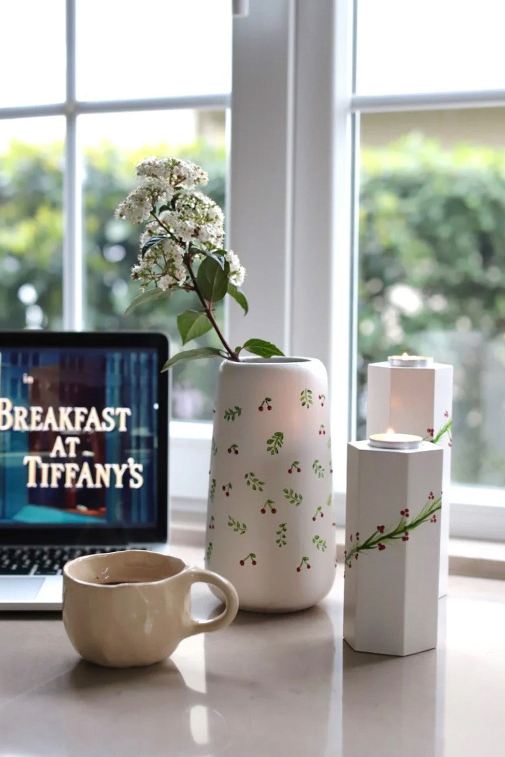 Minik Kirazlı Seramik Vazo - 2