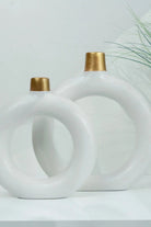 İkili Beyaz Ring Vazo - 1