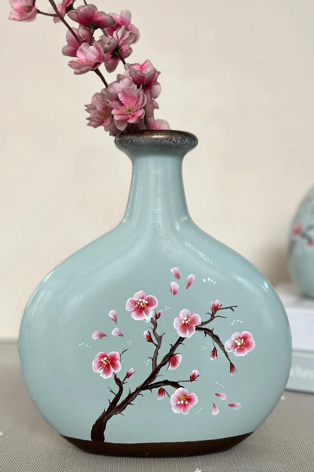 Seramik Sakura Desenli Vazo - 0