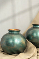 Bakırdan Seri Yeşil Küp Vazo - 1