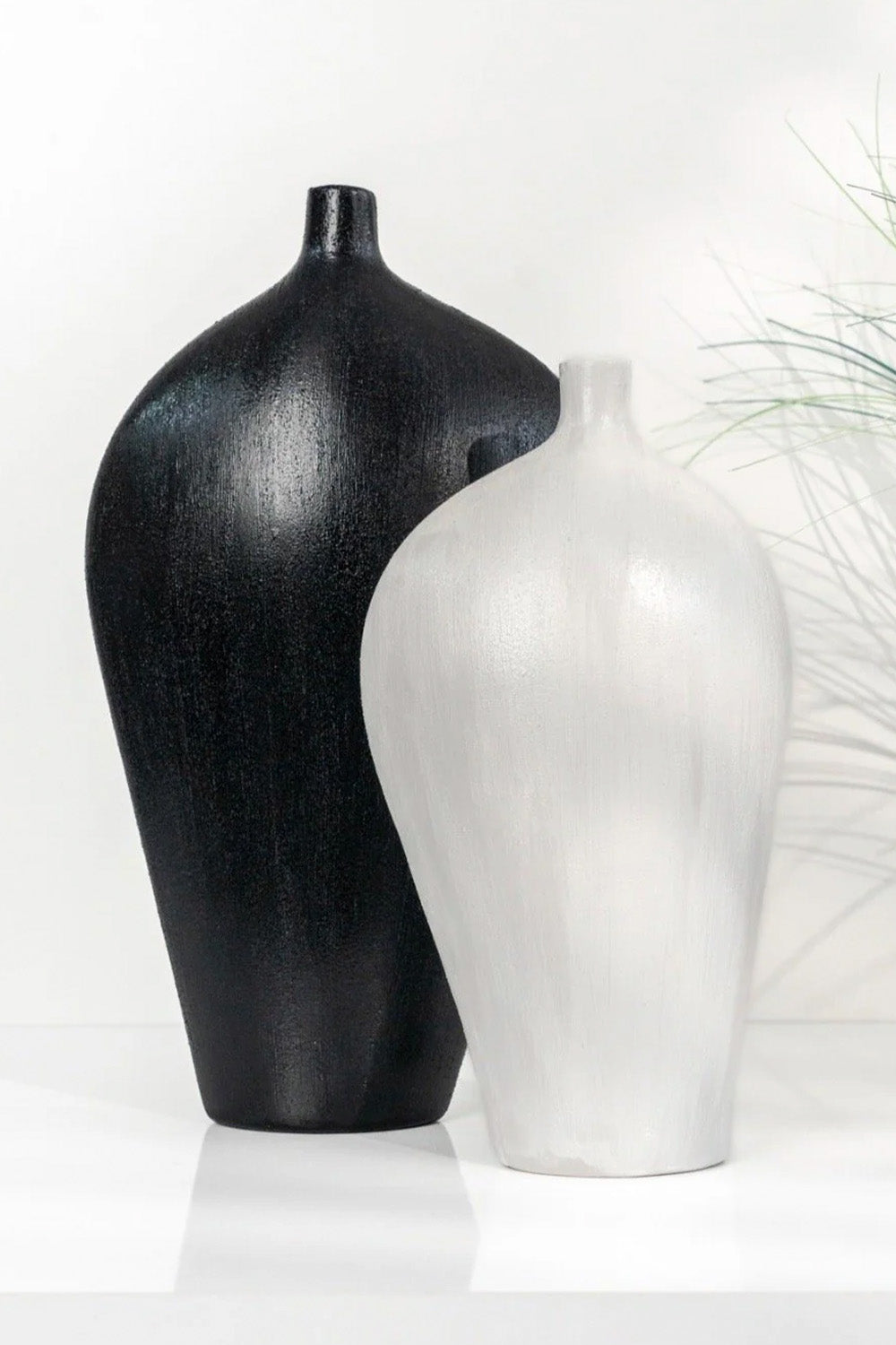 Minimal Seramik Yassı Vazo İkili - 0
