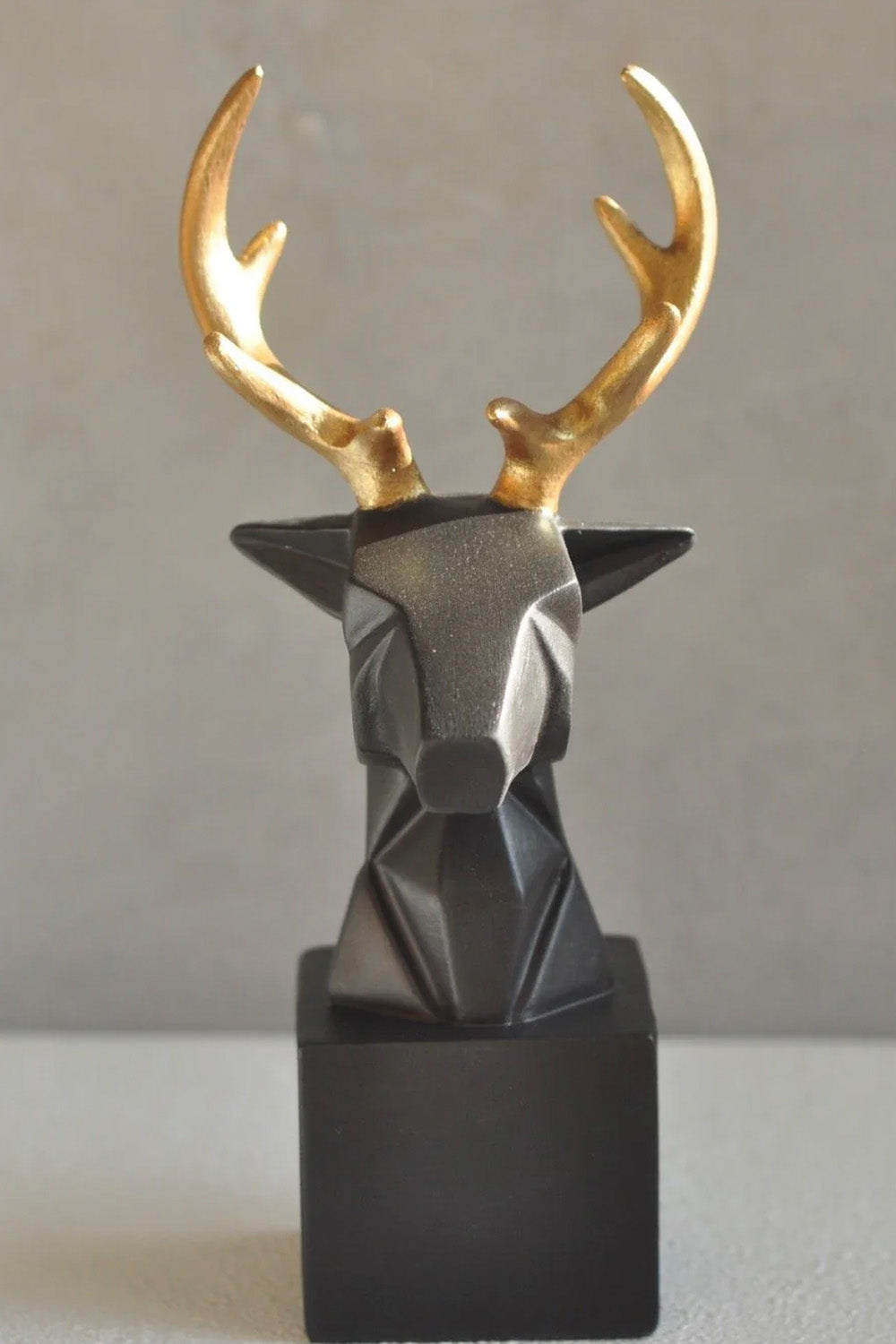 Kübik Geyik Büst Obje Siyah - 0