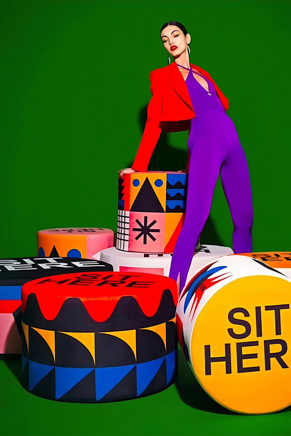 Pouf Oggian Sit Here Kırmızı M Puf - 1