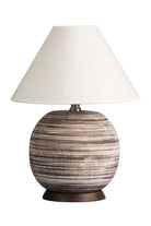 Kahire Serisi Kahve Tonlarında Çizgili Seramik Abajur Krem Başlık - 0