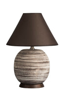 Kahire Serisi Kahve Tonlarında Çizgili Seramik Abajur Kahve Başlık - 0