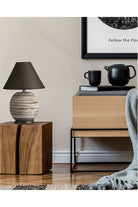 Kahire Serisi Kahve Tonlarında Çizgili Seramik Abajur Kahve Başlık - 3