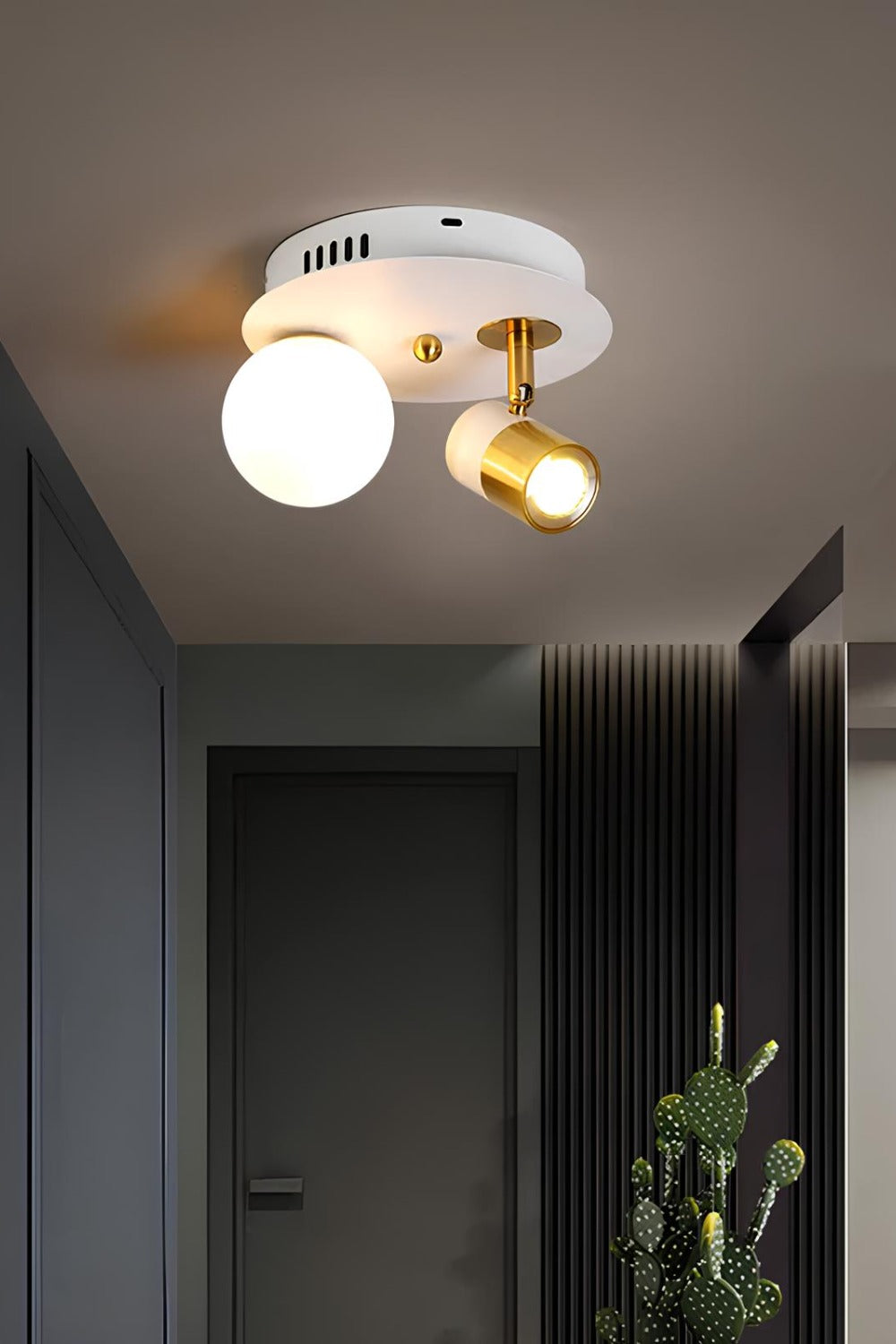 Led Spotlu Camlı Plafonyer Avize - 4