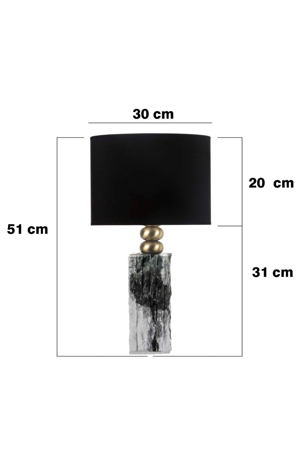 Modern Tasarım Siyah/ Beyaz  Mermer Abajur – Siyah Başlık - 1