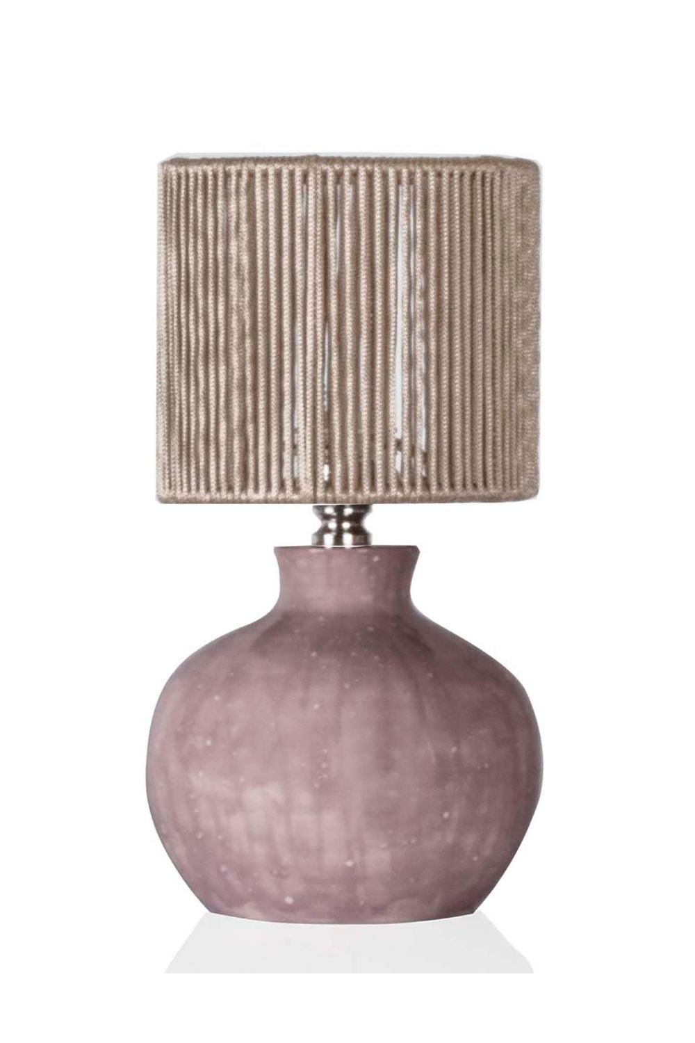 Candy Pembe Renk Seramik Abajur Kordon Başlıklı - 0