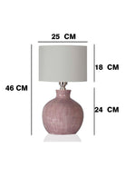 Pembe Seramik El Yapımı Masa Lambası – Krem Kumaş Başlık - 1