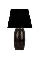 El Yapımı Modern Barcelona Abajur – Siyah Seramik Yüz Formlu, Siyah Başlıklı Tasarım - 0