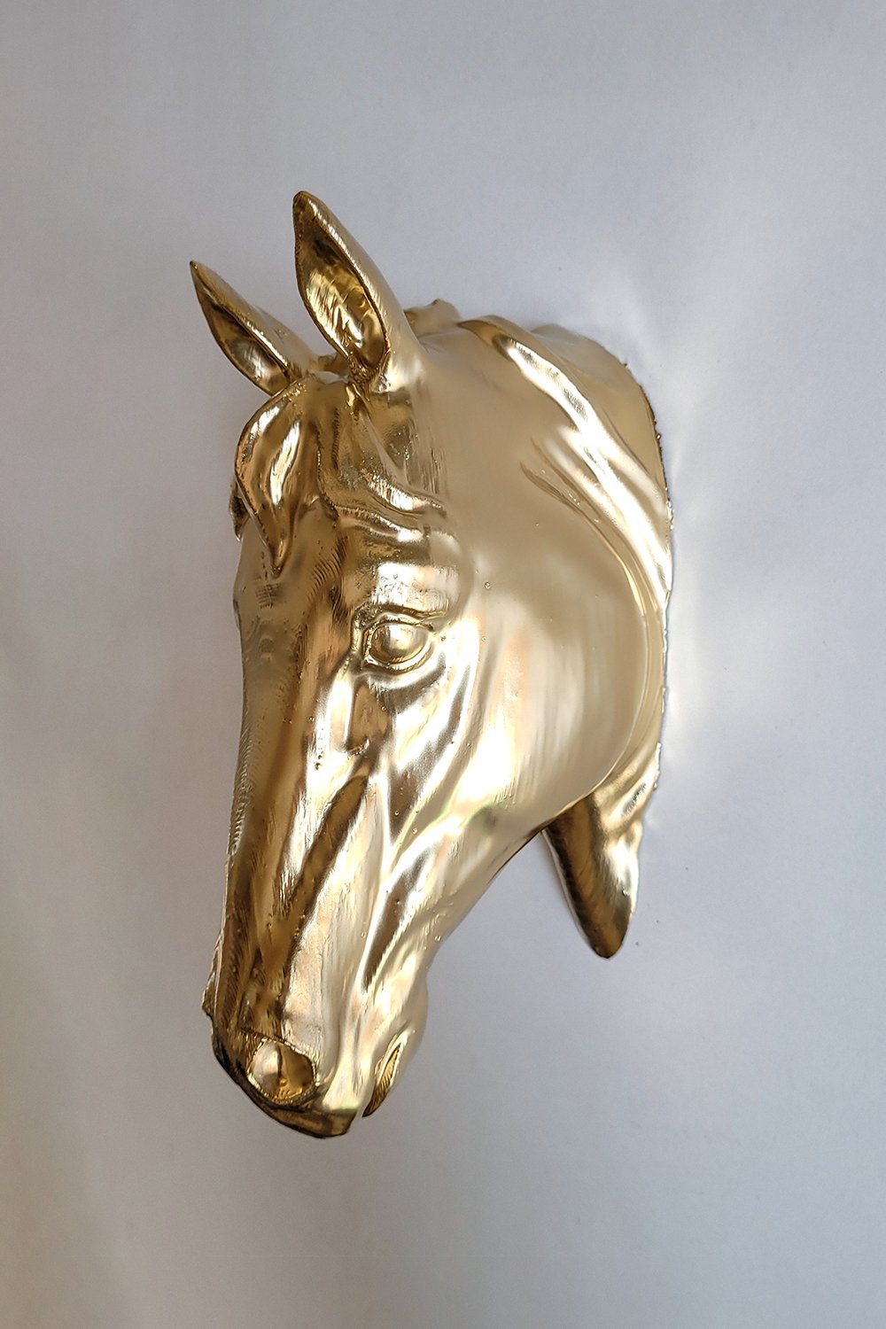 At Kafası Duvar Figürü | Gold - 3