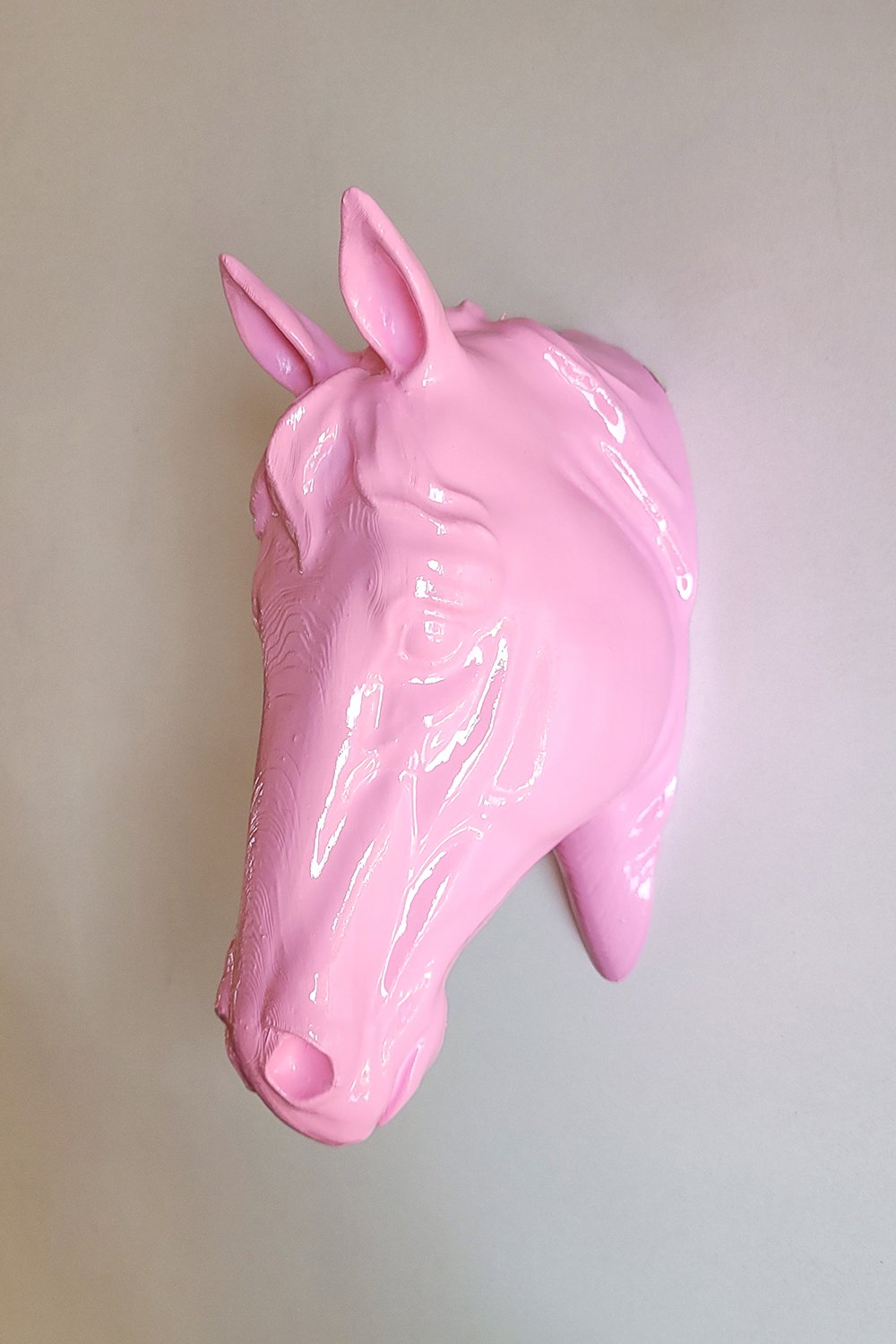 At Kafası Duvar Figürü | Pastel Pembe - 3