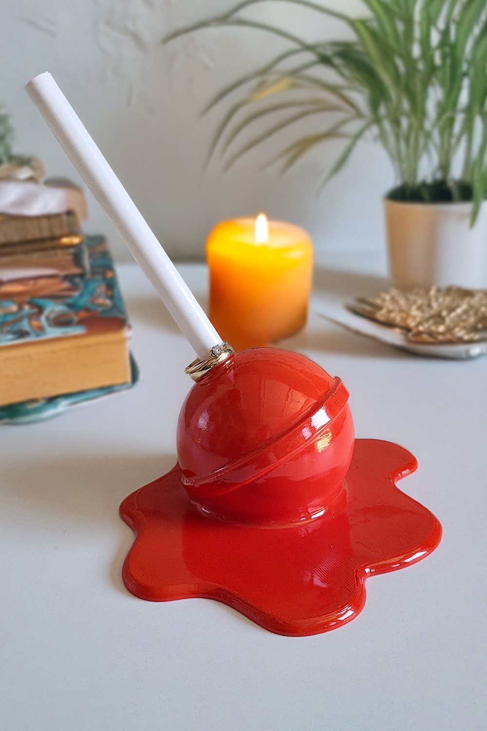 Erimiş Lolipop Yüzük Tutacağı | Kırmızı - 1