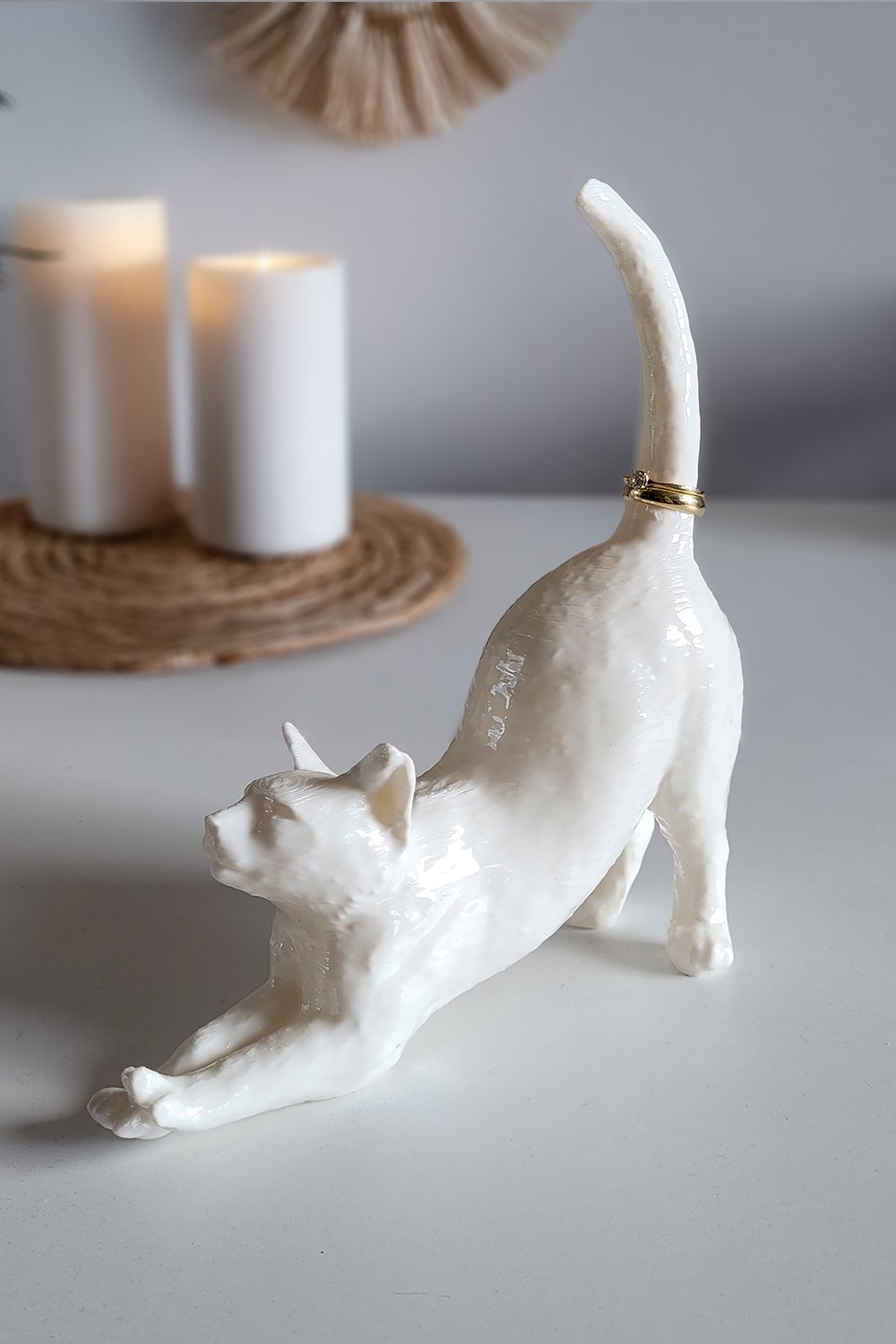 Esneyen Kedi Yüzük Düzenleyici | Beyaz - 1