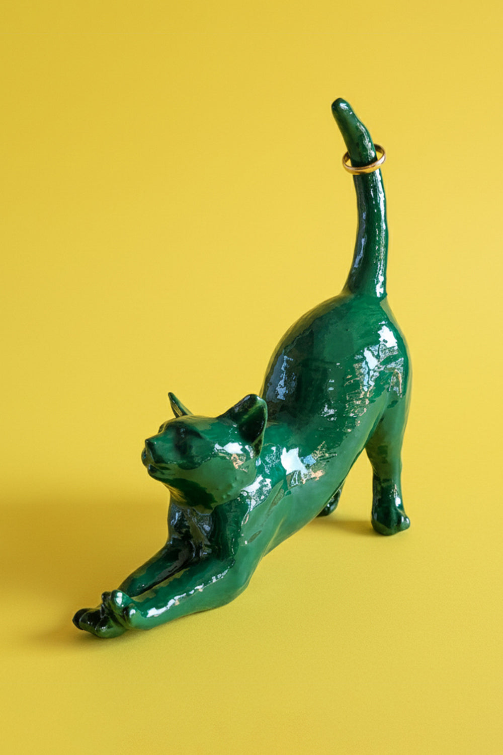 Esneyen Kedi Yüzük Düzenleyici | Zümrüt Yeşili - 0