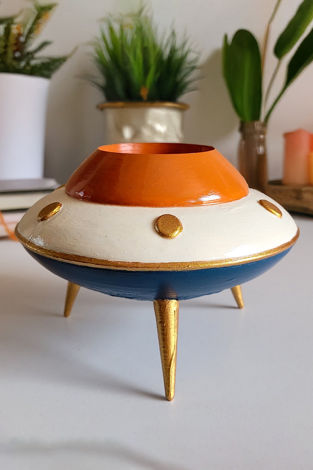 Retro Mini Ufo Saksı | Kemik - 1