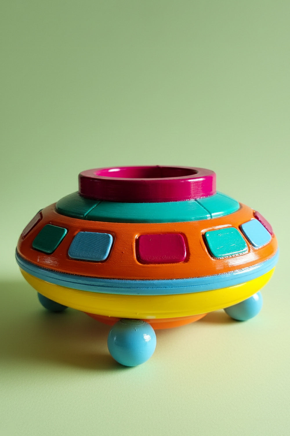 Ufo Saksı - Renkli Retro Tasarım - 0