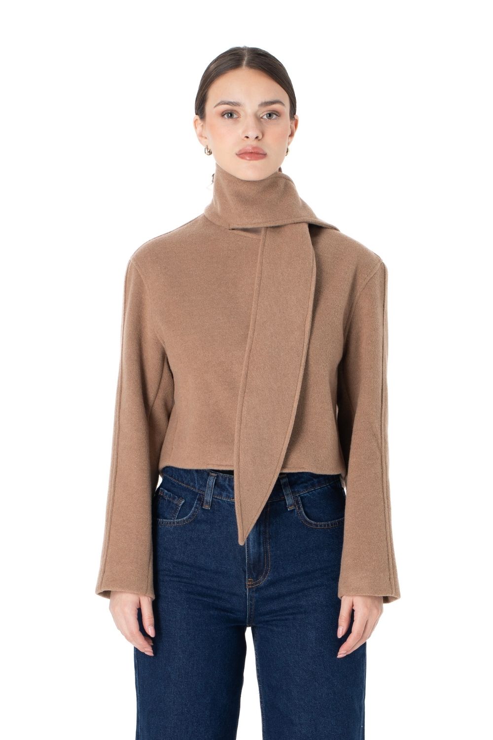 Şal Yaka Yün Ceket Camel - 1