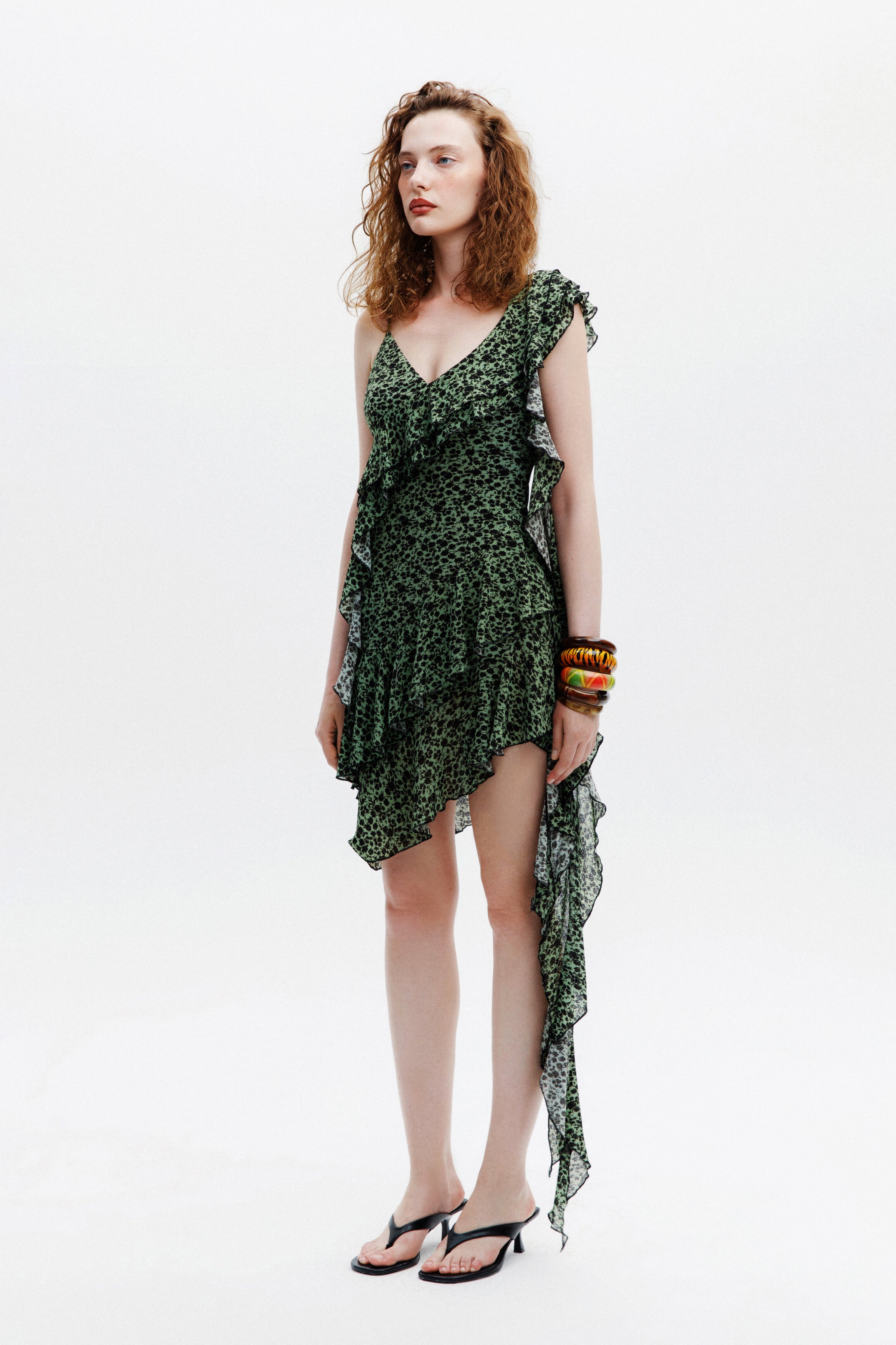 Apony Elbise / Yeşil Çiçek Desenli - 1