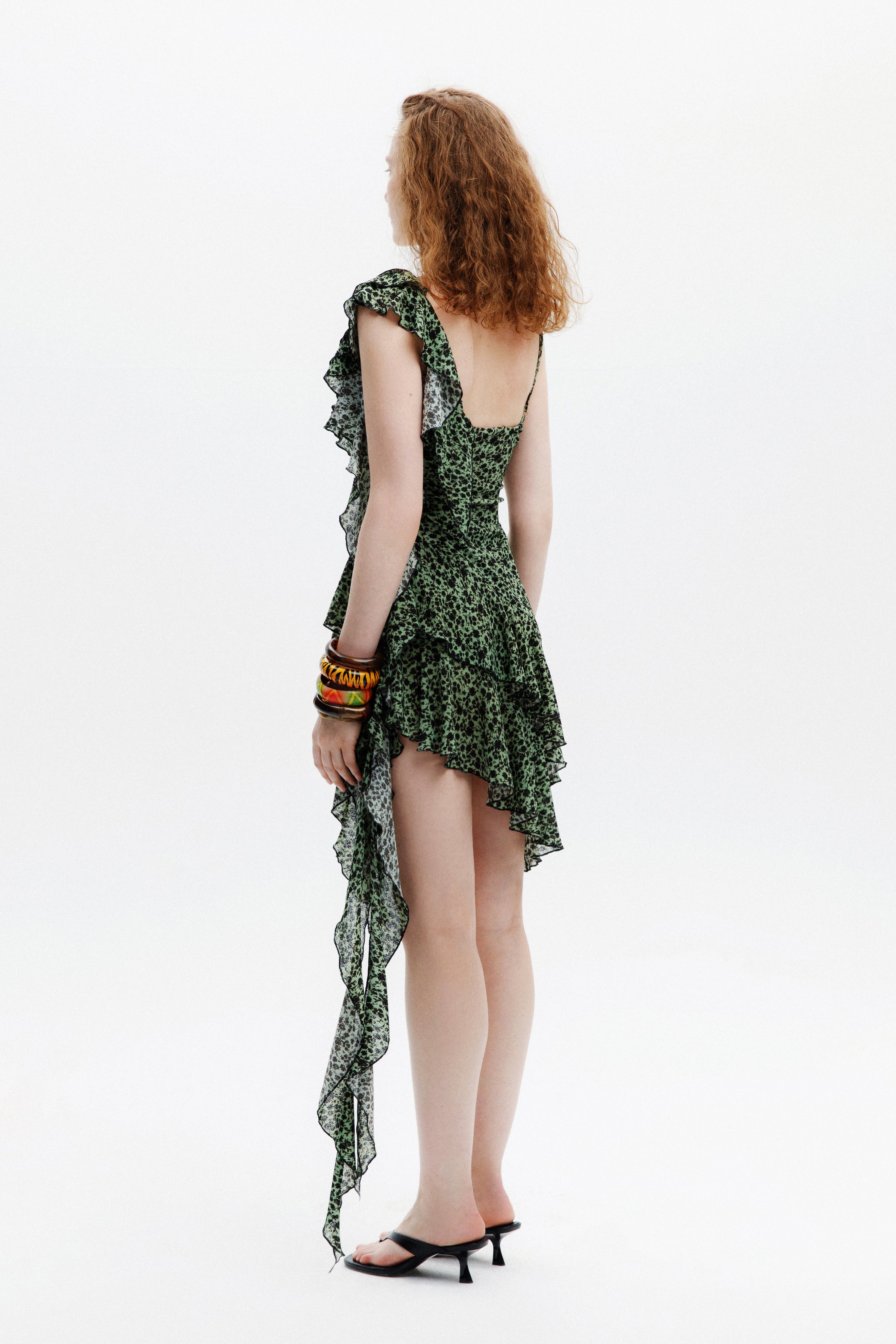 Apony Elbise / Yeşil Çiçek Desenli - 2