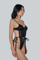 Christmas – Siyah Dantel Bağcıklı Bodysuit Yılbaşı Özel Koleksiyon - 1