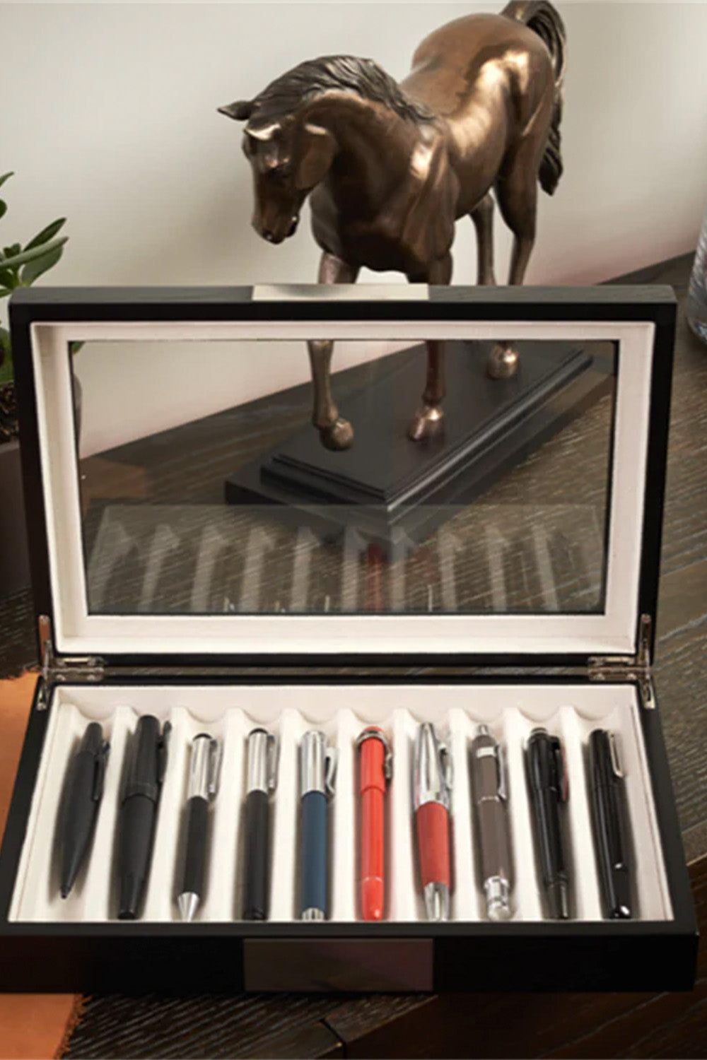 Ahşap Cam Kapaklı 10'lu Kalem Kutusu Venge - 5