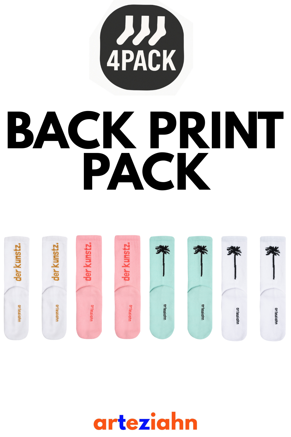 Back Print Pack (napalm-der Kunstz.) Unisex Lifestyle & Sport 4'lü Çorap Seti - 0