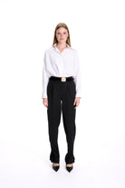 Gold Düğme Detaylı Şık Beyaz Gömlek - 2