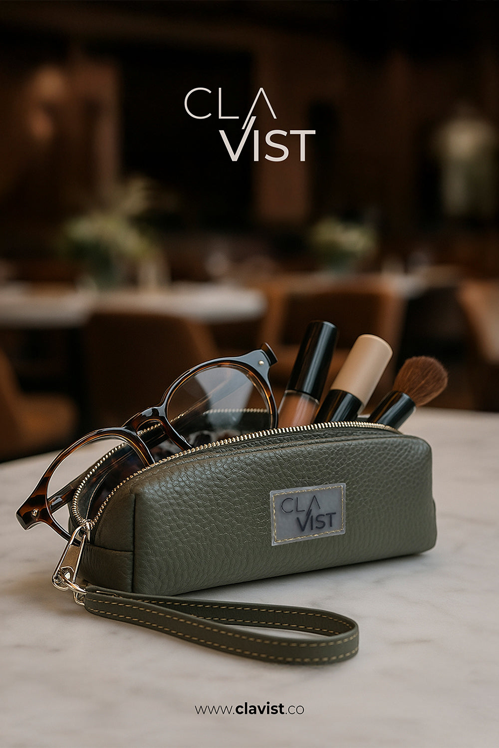 Minimalist Kalem Ve Aksesuar Çantası  Yeşil - 1