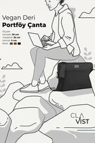 Vegan Deri Portföy Çanta Siyah - 1