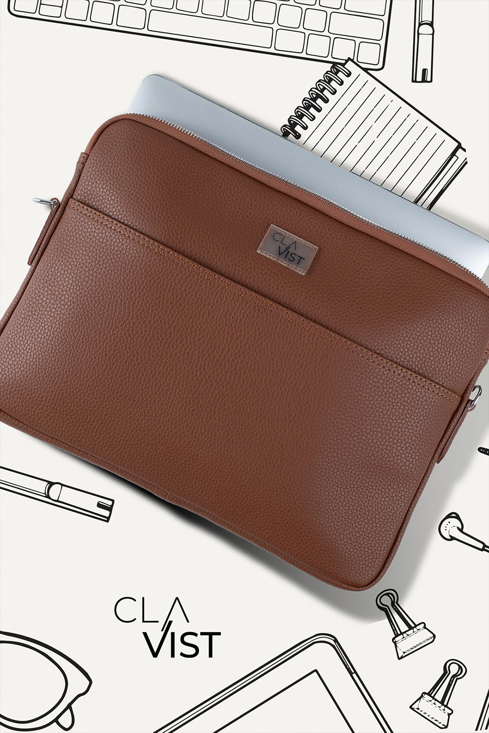 Vegan Deri Portföy Çanta  Kahverengi - 1