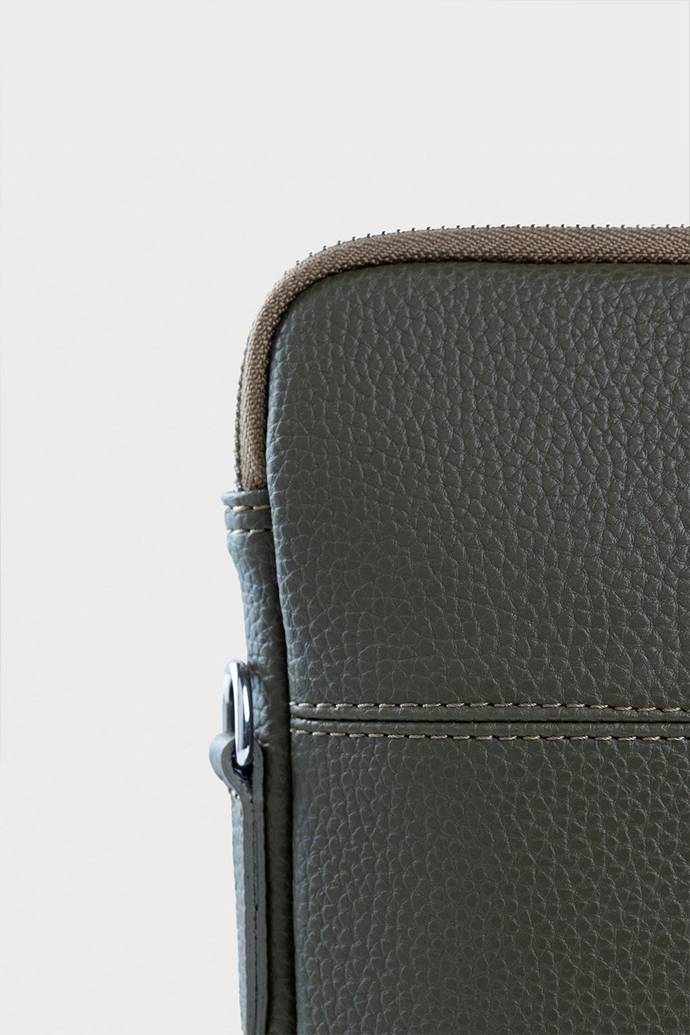 Vegan Deri Portföy Çanta Haki - 9