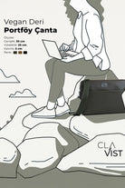 Vegan Deri Portföy Çanta Haki - 4